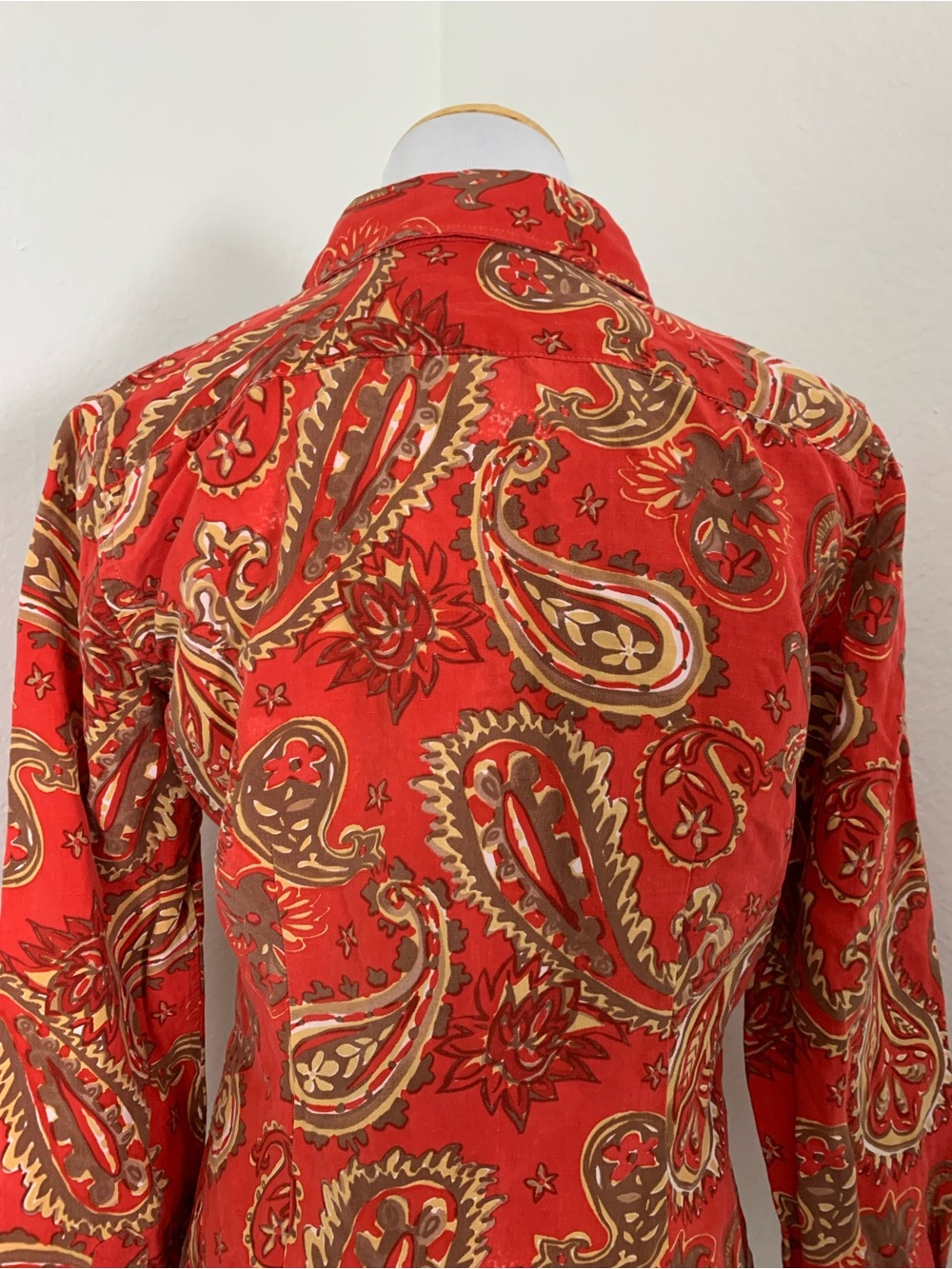 Wintersilks Silk Linen Blend Button Up Shirt Paisley Women’s S Orange Classic - Picture 14 of 15